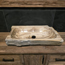 - FOSSIL WOOD | Waschbecken nr. 1 - 25 | in verschiedenen Größen - Nr. 20 - B 78 x T 46 H 15 cm - Badgestaltung | Afrika Naturstein