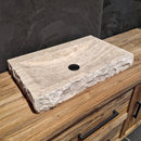 - BILBAO | Waschtisch | Travertin roh - 66 x 40 x 10 cm - Badgestaltung | Afrika Naturstein