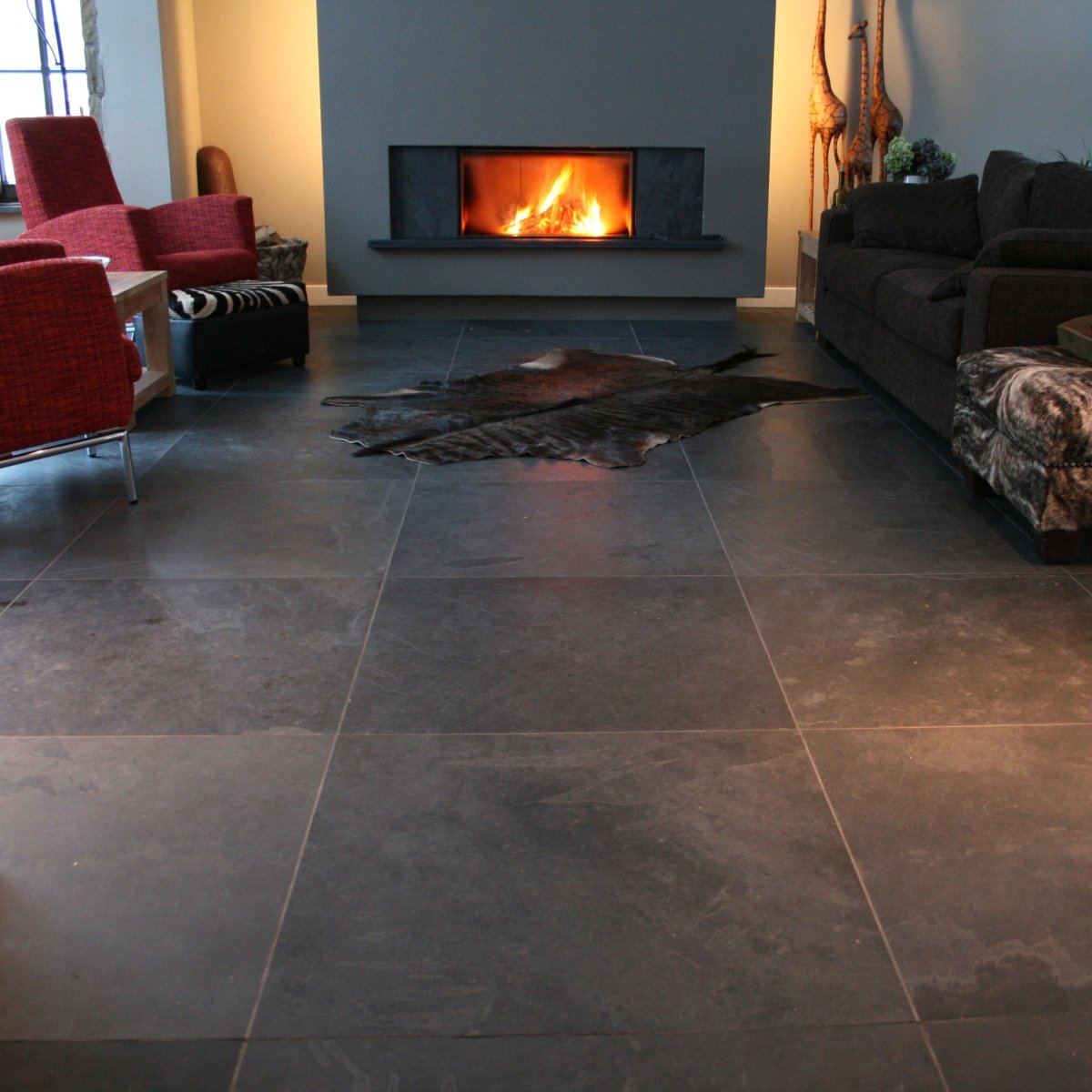 Schiefer - Fliesen für Wand und Boden Mustang Black Slate - Schieferfliesen | MUSTANG (Black Slate) | In verschiedenen Formaten - 80 x 80 x 1.2 cm - Fliesen | Afrika Naturstein