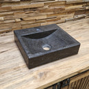 - BILBAO Waschtisch Blaustein Glatt - 32 x 29 x 8 cm, mit Hahnloch - Badgestaltung | Afrika Naturstein