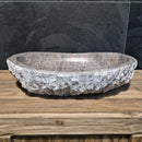 - WAVE | Waschbecken | Silber Travertin roh - 60 x 40 x 13 - 15 cm - Badgestaltung | Afrika Naturstein