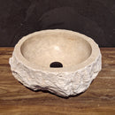 - MOSKAU | rundes Waschbecken | Travertin roh - 35 x 35 x 15 cm - Badgestaltung | Afrika Naturstein