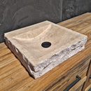 - BILBAO | Waschtisch | Travertin roh - 46 x 40 x 10 cm - Badgestaltung | Afrika Naturstein