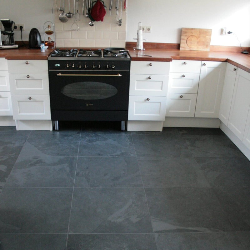 Naturstein Fliesen Platten Schiefer Mustang anthrazit - Schieferfliesen | MUSTANG (Black Slate) | In verschiedenen Formaten - 40 x 40 x 1.0 cm - Fliesen | Afrika Naturstein