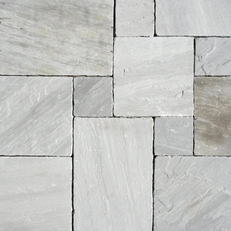 Naturstein Terrassenplatten Gehwegplatten Fliesen Sandstein Grey naturgespalten und getrommelt - Muster | Terrassenplatten | SANDSTEIN GREY - ca. 15 - 20 x 15 - 20 cm - Muster | Afrika Naturstein