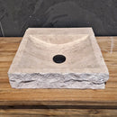 - BILBAO | Waschtisch | Travertin roh - 46 x 40 x 10 cm - Badgestaltung | Afrika Naturstein
