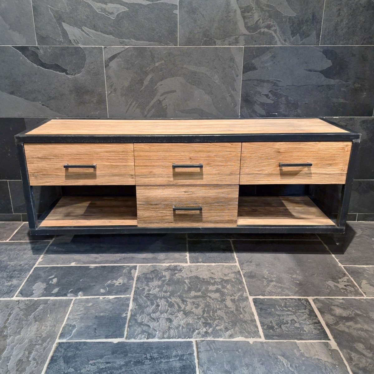 - METAL LOOK 5 Waschbeckenunterschrank 180 x 55 x 60 cm - Badgestaltung | Afrika Naturstein