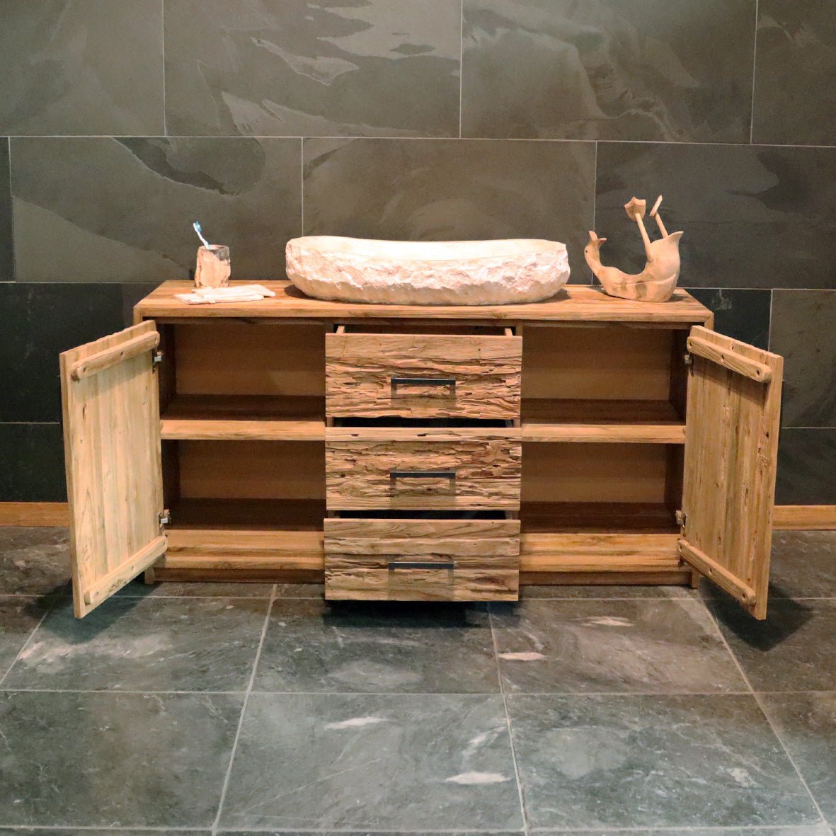 Murasi Badezimmermöbel Unterschrank für Badgestaltung, 160 x 50 x 80 cm, stilvoller Badschrank für modernes Badezimmer