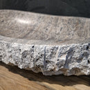 - WAVE | Waschbecken | Silber Travertin roh - 60 x 40 x 13 - 15 cm - Badgestaltung | Afrika Naturstein