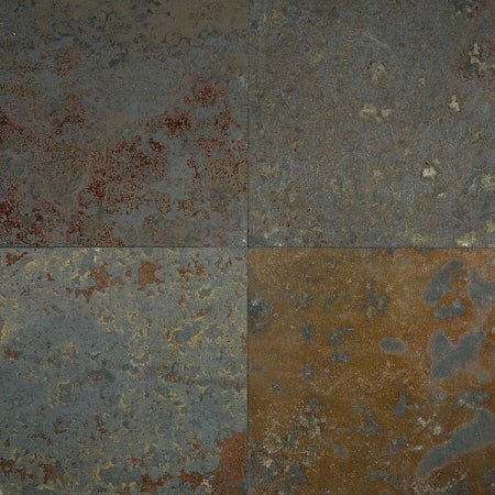 Mehrfarbige BRASIL MULTICOLOR Schiefer Terrassenplatten aus Naturstein, ideal für elegante Außenflächen.