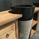 - SUMBA Badschrank mit Standwaschbecken 214 x 40 x 80 cm - Standwaschbecken Lefkas dunkel - Badgestaltung | Afrika Naturstein