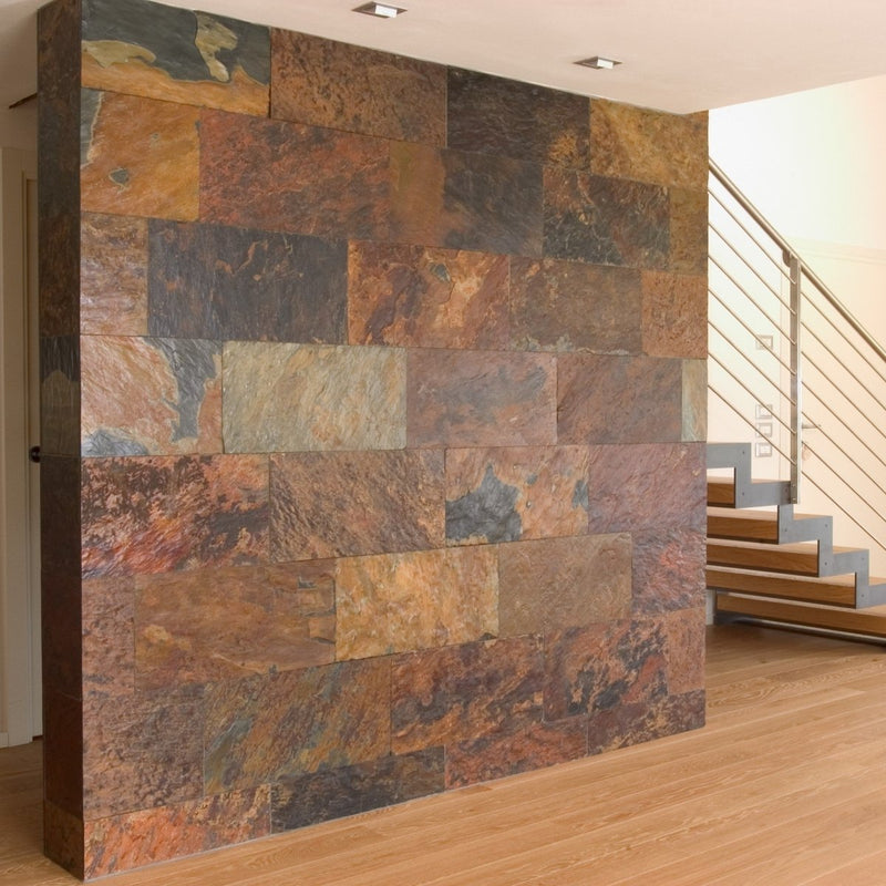 Naturstein Fliesen Wandfliesen Bodenfliesen Schiefer - Muster | Schieferfliesen | RICH AUTUMN - ca. 20 x 20 cm - Muster | Afrika Naturstein