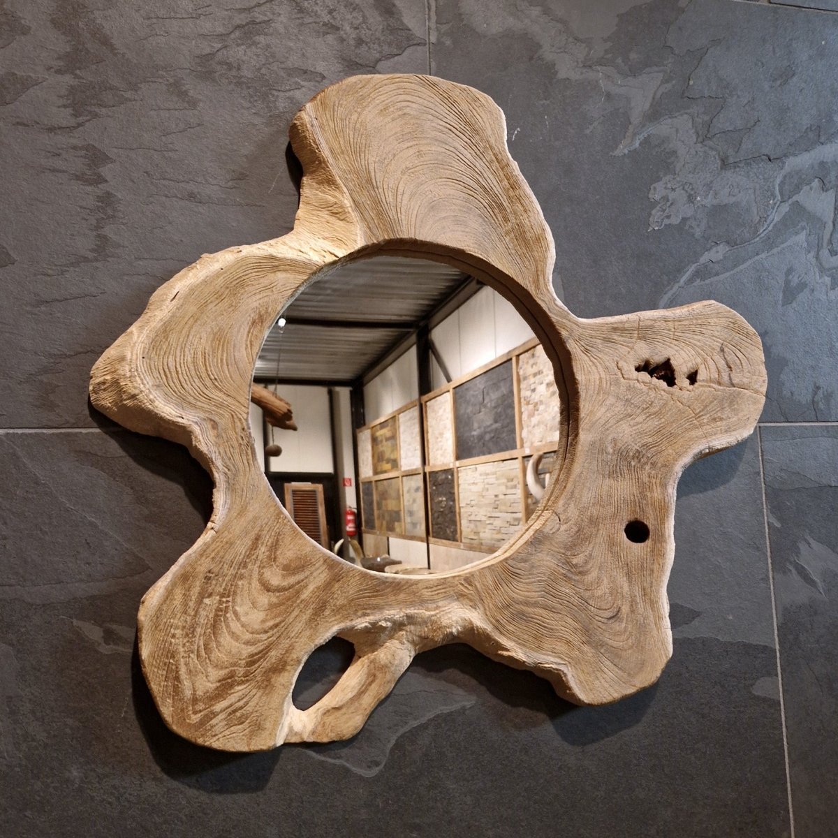 - Wandspiegel Badspiegel A1 - 3 - A1 - 62 x 60 x 4 cm - Badgestaltung | Afrika Naturstein