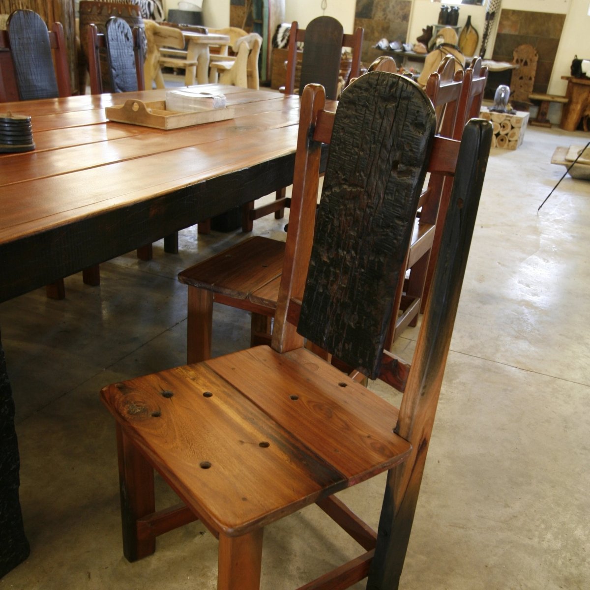 - XXL Kolonialstil Tisch mit 10 Stühle 300 x 120 x 75 - Teakmöbel | Afrika Naturstein