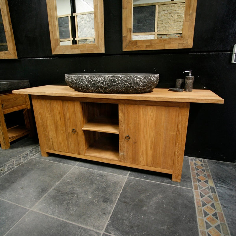 Teak Unterschrank Kommode Sideboard Anrichte - BORNEO 1 Kommode 204 x 55 x 80 cm - Badgestaltung | Afrika Naturstein