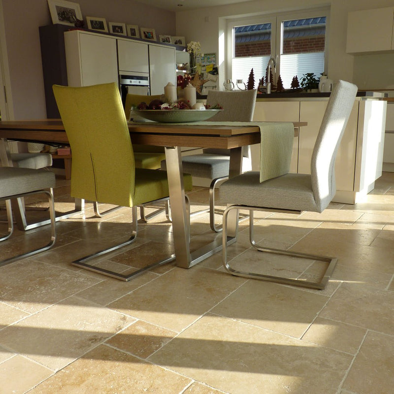 Travertinfliesen Light Mix antik getrommelt Mittelmeer - Fliesen | TRAVERTIN LIGHT MIX | Getrommelt - 10 x 10 x 1 cm - Fliesen | Afrika Naturstein