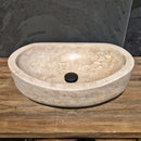 - WAVE | Waschbecken | Travertin glatt - 50 x 30 x 13 - 15 cm - Badgestaltung | Afrika Naturstein