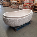 - WAVE Badewanne freistehend CREMA PERLA Marmor beige - L 180 x B 90 x H 58 cm - Badgestaltung | Afrika Naturstein
