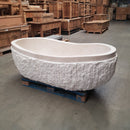 - WAVE Badewanne freistehend CREMA PERLA Marmor beige - L 180 x B 90 x H 58 cm - Badgestaltung | Afrika Naturstein