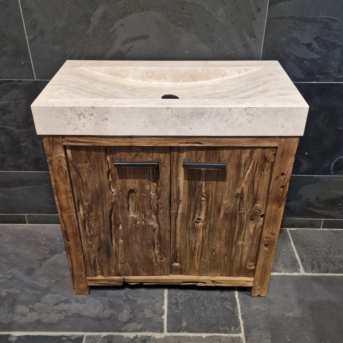 Badezimmermöbel mit Waschtisch aus natürlichem Massivholz, Modell 7, von Bantam, moderne Badgestaltung, klare Linien und hochwertiges Holz
