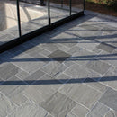 Naturstein Platte Fliese Sandstein Grey naturgespalten und getrommelt - Muster | Sandsteinfliesen | SANDSTEIN GREY - ca. 20 x 20 cm - Muster | Afrika Naturstein