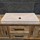- BILBAO Waschtisch Travertin glatt - 82 x 43 x 10 cm - Badgestaltung | Afrika Naturstein