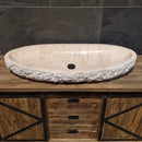 - WAVE | Waschbecken | Travertin roh - 100 x 45 x 13 - 15 cm - Badgestaltung | Afrika Naturstein
