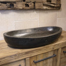 - WAVE | Waschbecken | Blaustein glatt - 80 x 45 x 13 - 15 cm - Badgestaltung | Afrika Naturstein