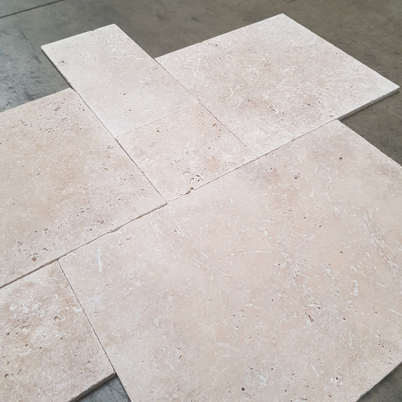 - Muster | Fliesen | TRAVERTIN LIGHT | Getrommelt - ca. 20 x 20 cm - Muster | Afrika Naturstein