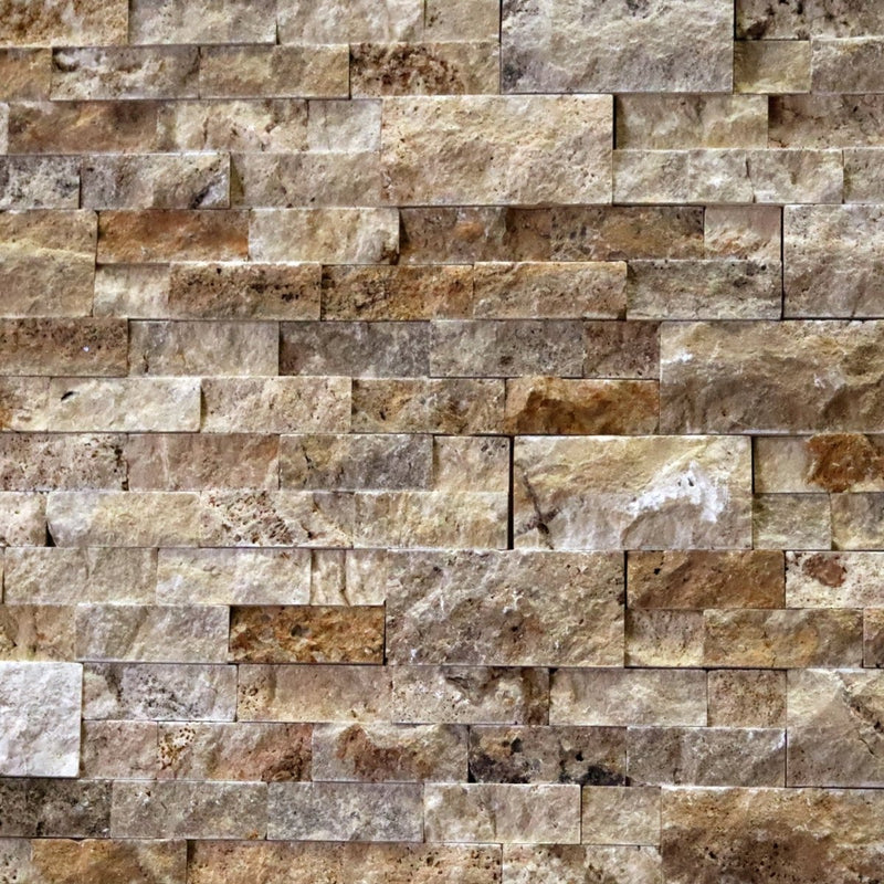 - Naturstein Verblender | Travertin Scabas Gold Antik mit Block - Verblender | Afrika Naturstein