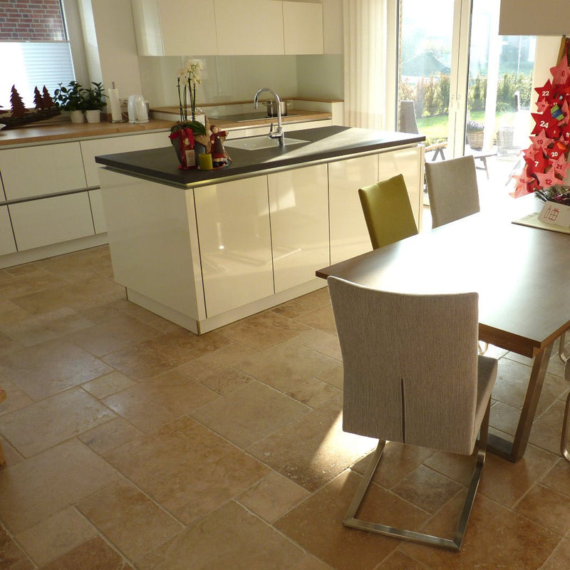 Naturstein Fliese Wand und Boden Travertin Light Mix antik getrommelt - Fliesen | TRAVERTIN LIGHT MIX | Getrommelt - 10 x 10 x 1 cm - Fliesen | Afrika Naturstein