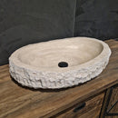- WAVE | Waschbecken | Travertin roh - 60 x 40 x 13 - 15 cm - Badgestaltung | Afrika Naturstein