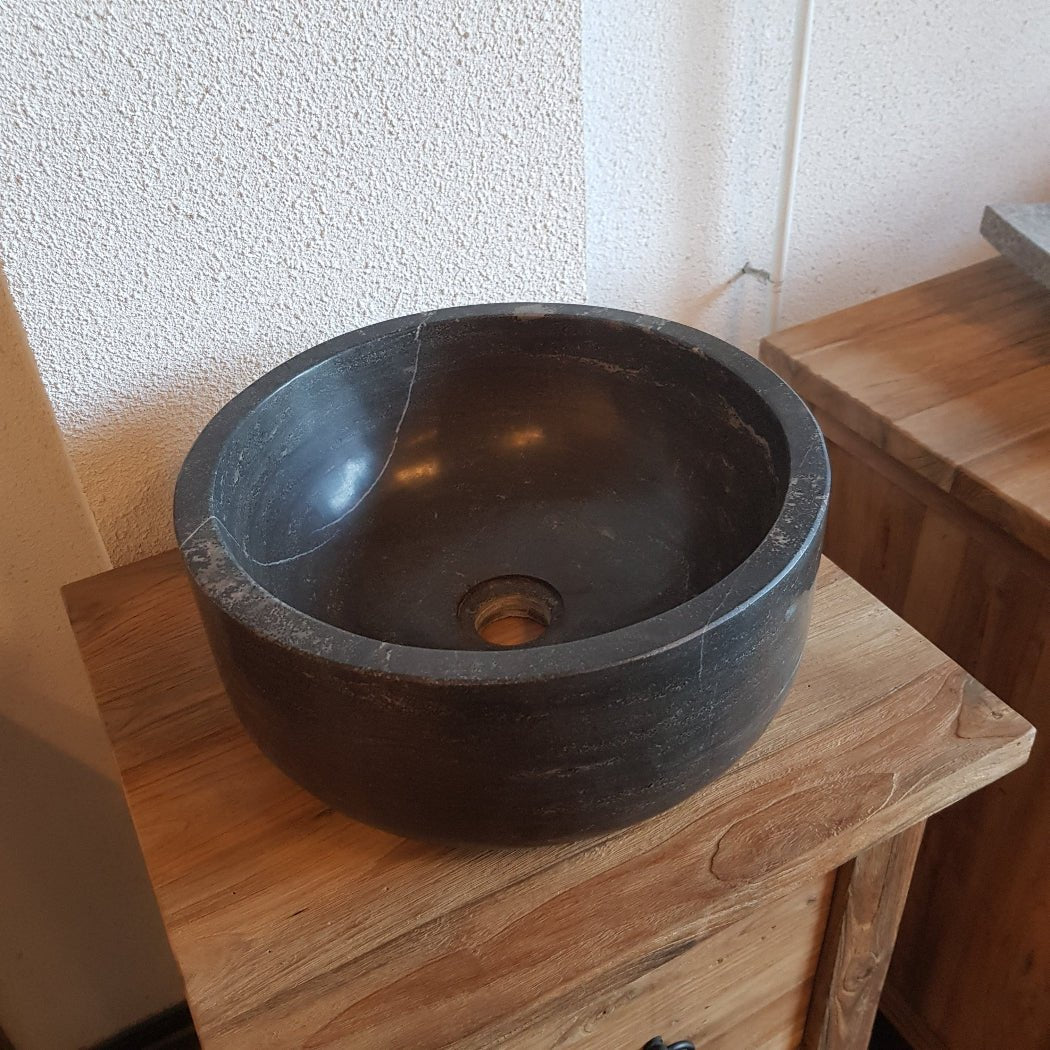 ROME Waschbecken aus Blaustein glatt - R 35 x 15 cm - Badgestaltung | Afrika Naturstein