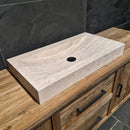 - BILBAO Waschtisch Travertin glatt - 82 x 43 x 10 cm - Badgestaltung | Afrika Naturstein