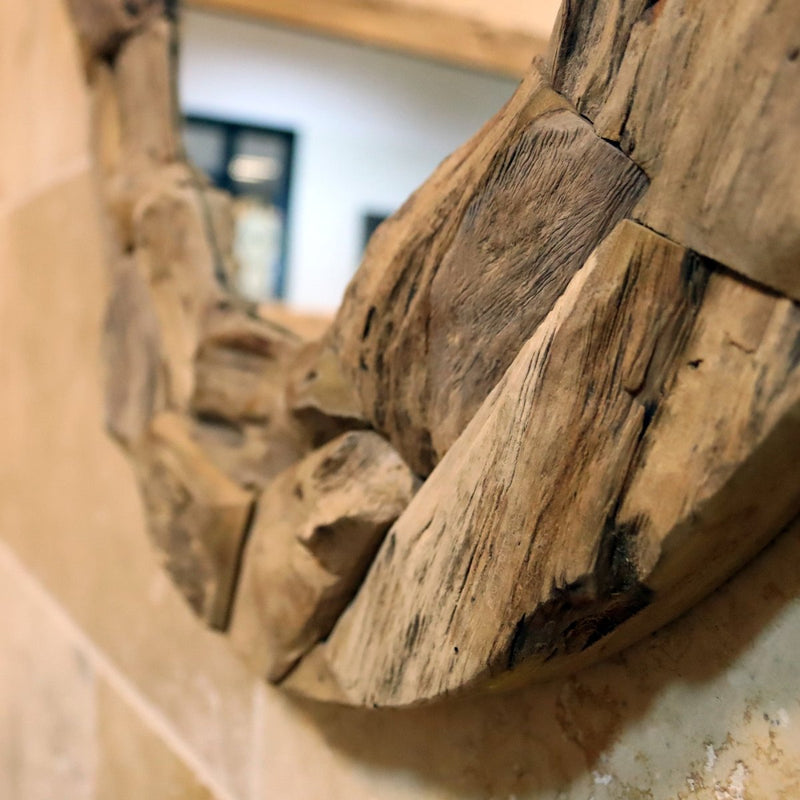 - Badspiegel Wandspiegel Teak oval - Badgestaltung | Afrika Naturstein