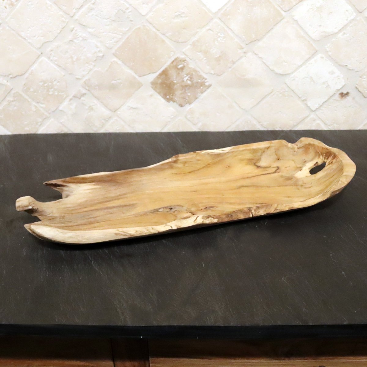Schale aus Teak-Altholz in länglicher oder runder Form, ideal für Badgestaltung, natürliche Dekoration, handgefertigt