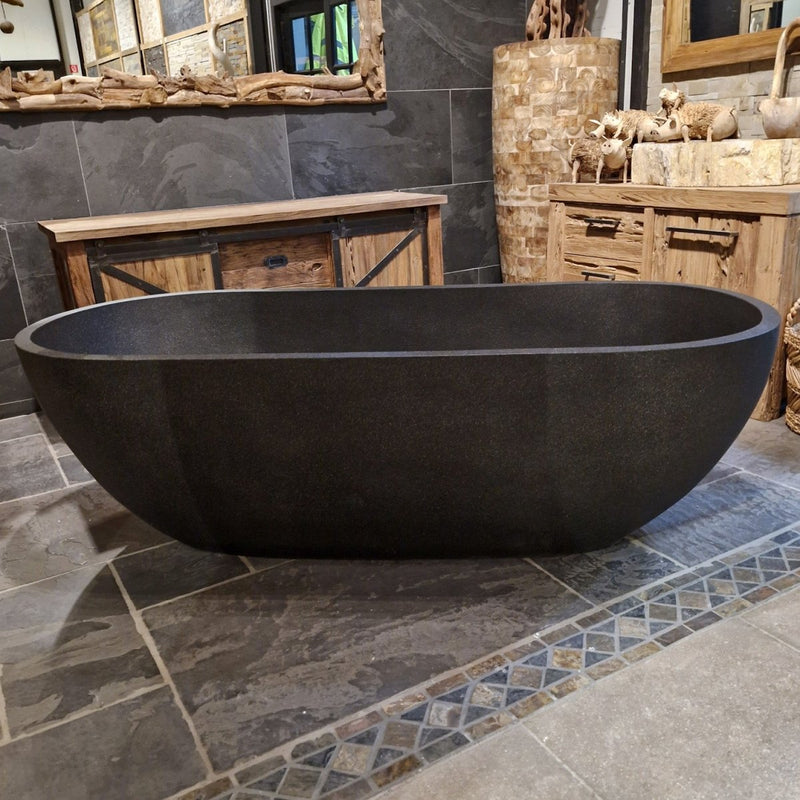 - NESTIS - Terrazzo Badewanne freistehend 180 x 80 x 60 cm - Badgestaltung | Afrika Naturstein