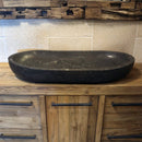 - WAVE | Waschbecken | Blaustein glatt - 100 x 45 x 13 - 15 cm - Badgestaltung | Afrika Naturstein