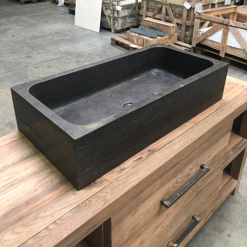 Waschtisch | Blaustein Glatt | Naturstein | 60 x 40 cm oder 90 x 45 cm - Afrika Naturstein & Teak Shop