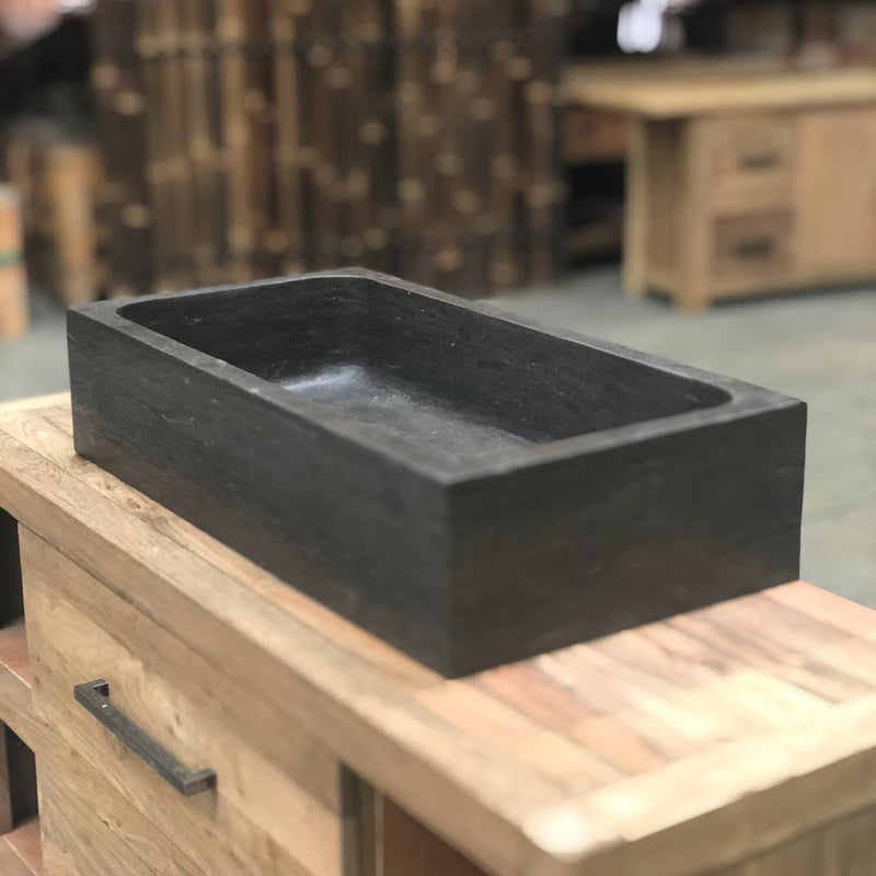 Waschtisch | Blaustein Glatt | Naturstein | 60 x 40 cm oder 90 x 45 cm - Afrika Naturstein & Teak Shop