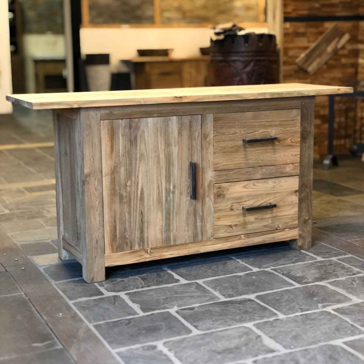 Wastafelonderkast teak | 160 x 49 x 80 cm | Massief hout | Model 2