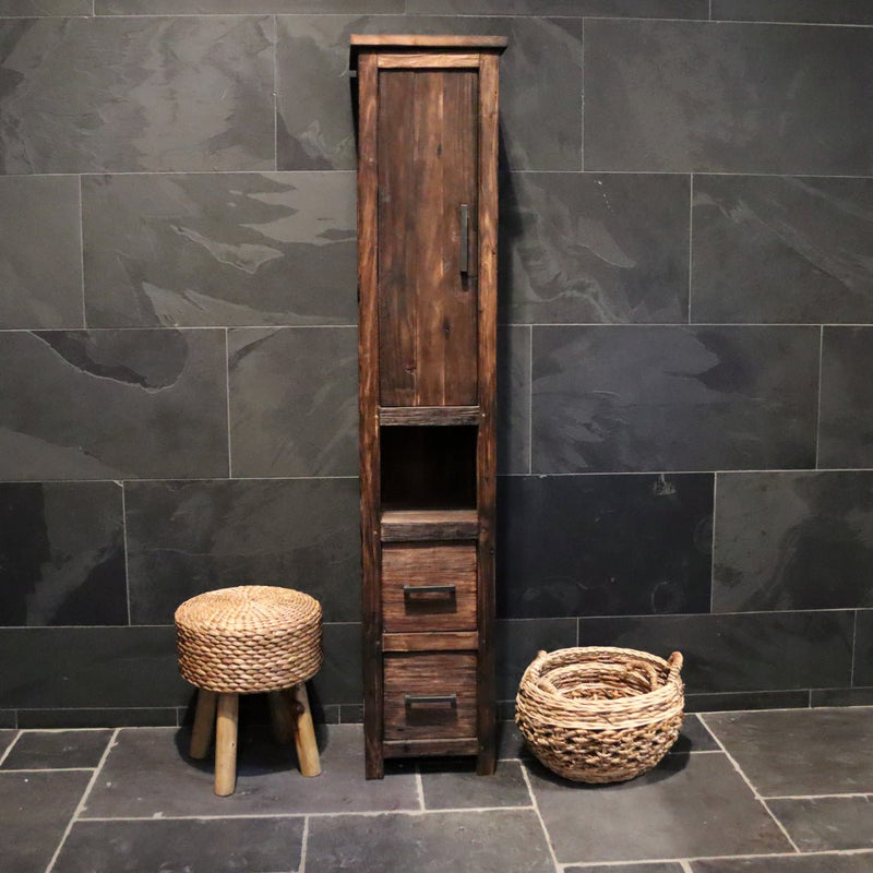 - TIMOR 2 Hochschrank 40 x 40 x 200 cm - Rechtsdrehende Tür - Badgestaltung | Afrika Naturstein