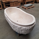 - WAVE Badewanne freistehend CREMA PERLA Marmor beige - L 180 x B 90 x H 58 cm - Badgestaltung | Afrika Naturstein