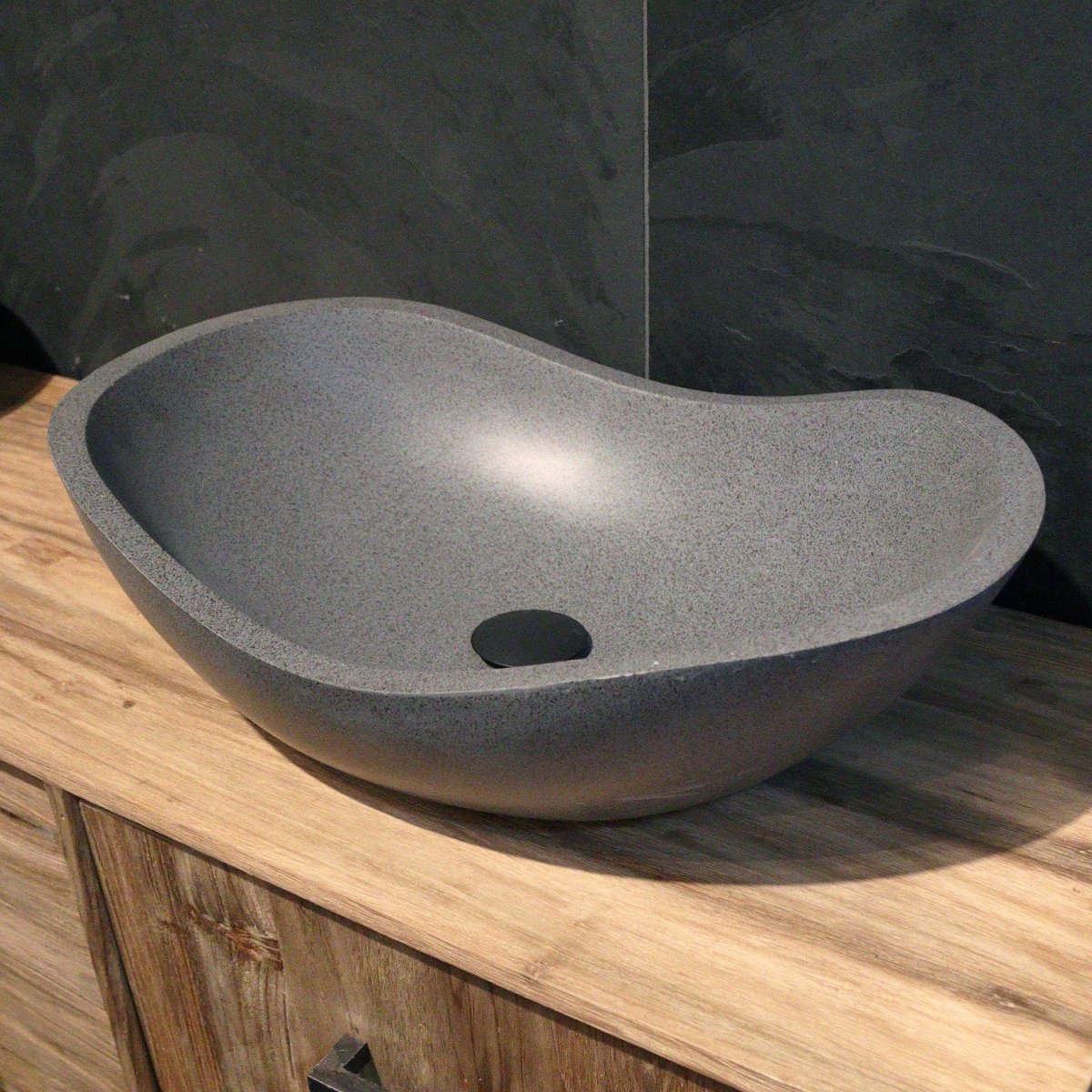 - THALASA Terrazzo Waschbecken Grau 60 x 40 x 18 cm - Badgestaltung | Afrika Naturstein