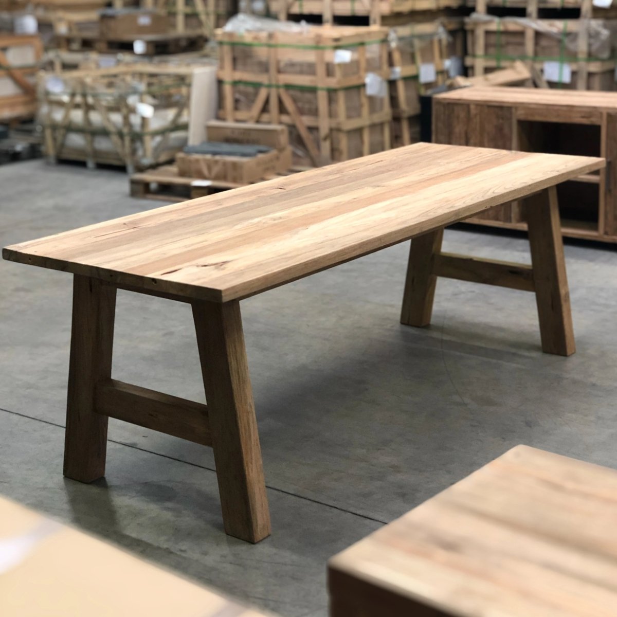 Teak Massivholz Tisch für Küche oder Esszimmer Füße abnehmbar - Küchentisch Teak 260 x 90 x 78 - Teakmöbel | Afrika Naturstein