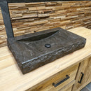 - BILBAO Waschtisch Blaustein Roh - 66 x 40 x 10 cm - Badgestaltung | Afrika Naturstein