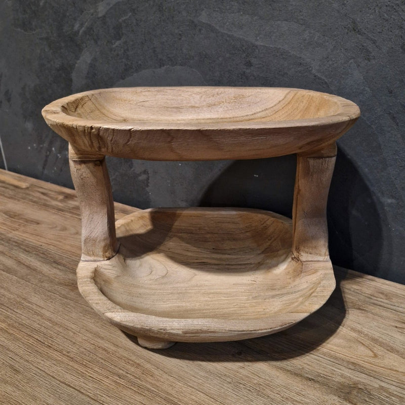 - Etagere - Schale aus recyceltem Teakholz - Badgestaltung | Afrika Naturstein