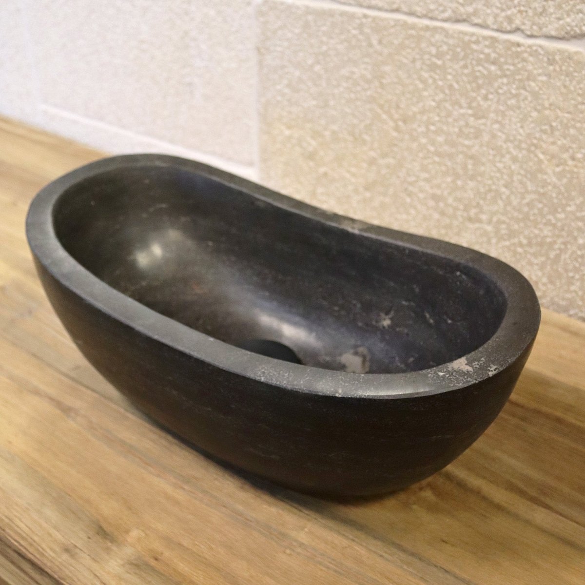 - WAVE | Waschbecken | Blaustein glatt - 40 x 20 x 13 - 15 cm - Badgestaltung | Afrika Naturstein