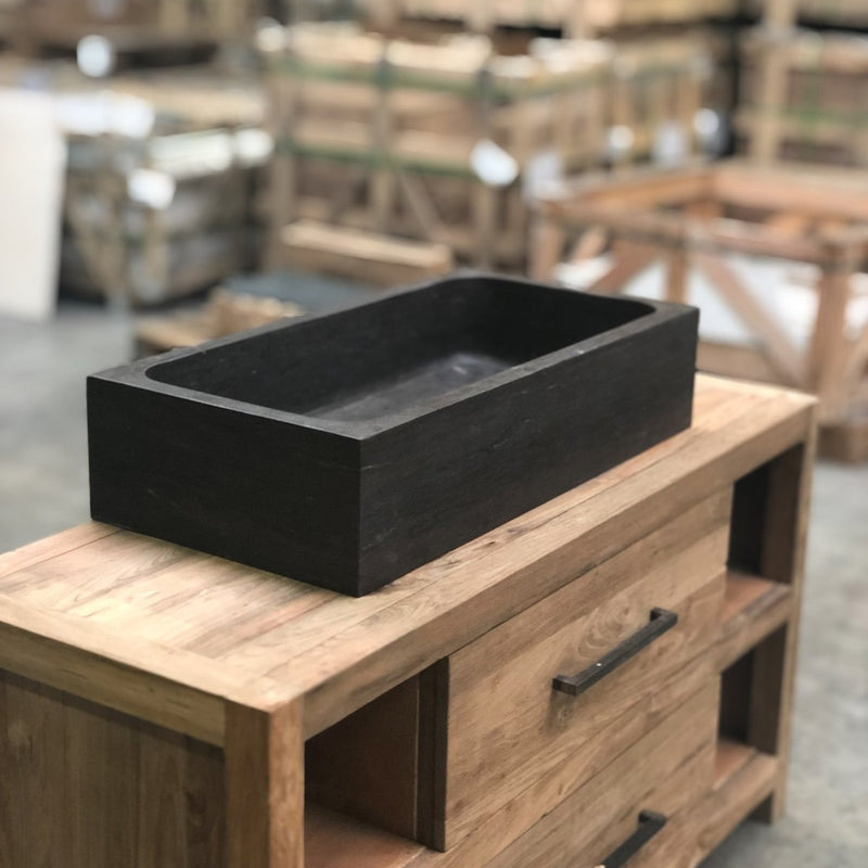 Waschtisch | Blaustein Glatt | Naturstein | 60 x 40 cm oder 90 x 45 cm - Afrika Naturstein & Teak Shop
