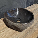 - FLUSSSTEIN Waschbecken Nr.1 - 17 - in verschiedenen Größen - Nr 17 - B 40 x T 29 x H 15 cm - Badgestaltung | Afrika Naturstein